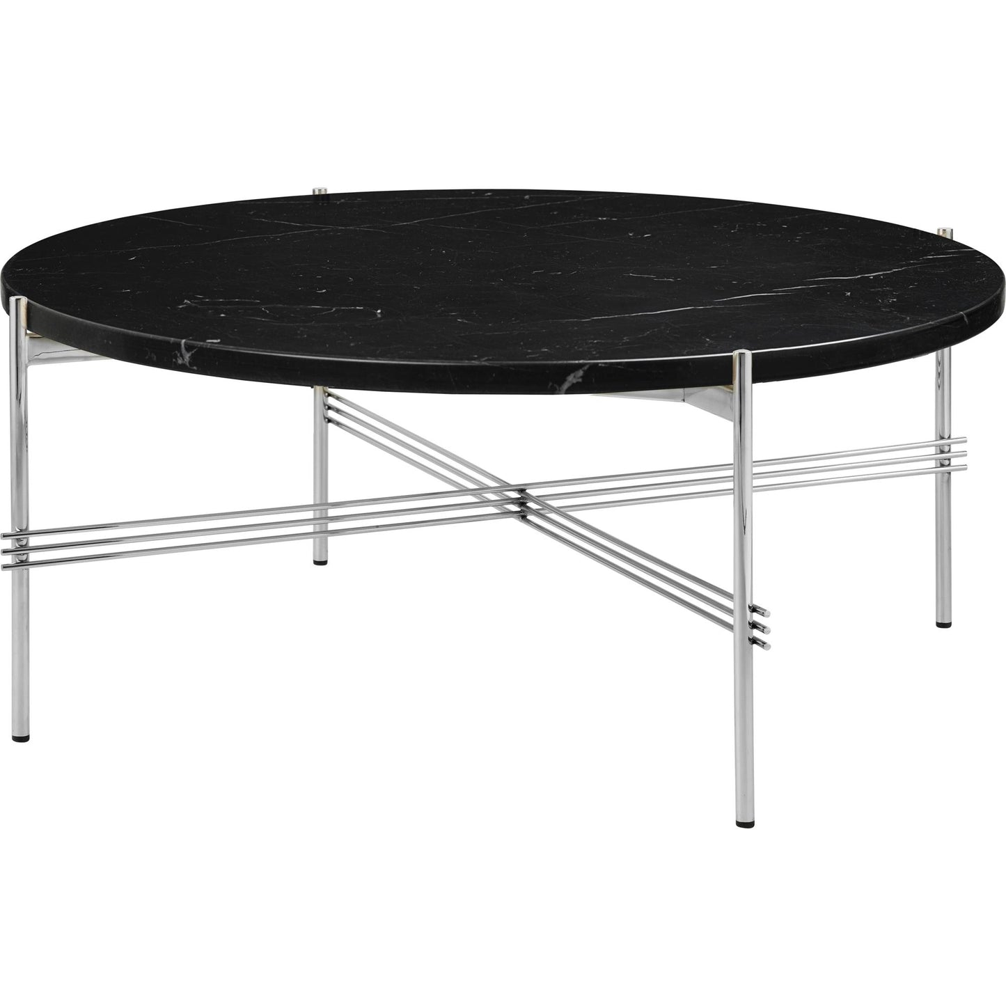 TS Coffee Table Round Ø80 by GUBI #Polished Steel/Black Marquina Marble