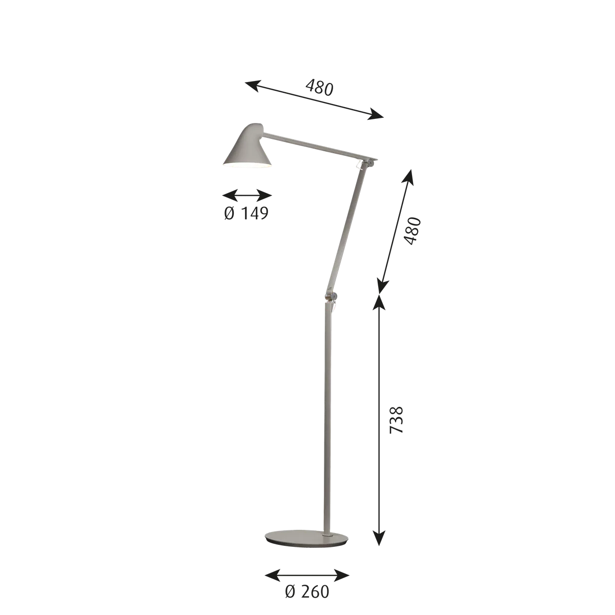 NJP Floor Lamp by Louis Poulsen #Light aluminium grey