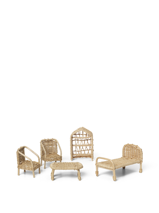 Rattan Dollhouse Furniture - Set of 5 by Ferm Living