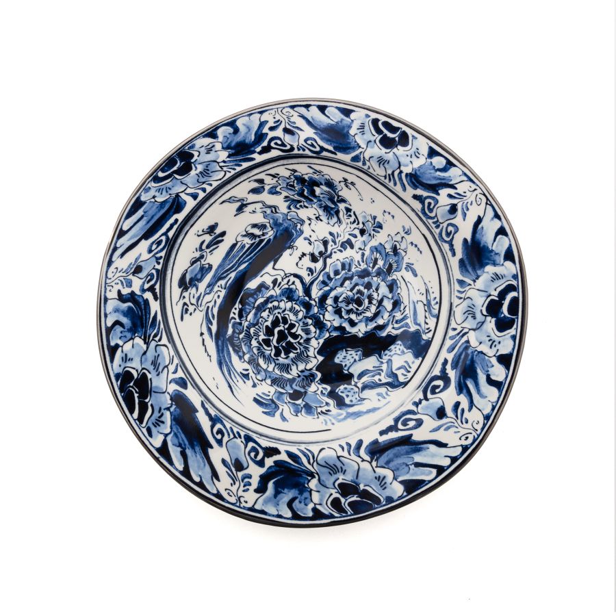 Porcelain Soup Plate Classics on Acid Flower Bird by Seletti