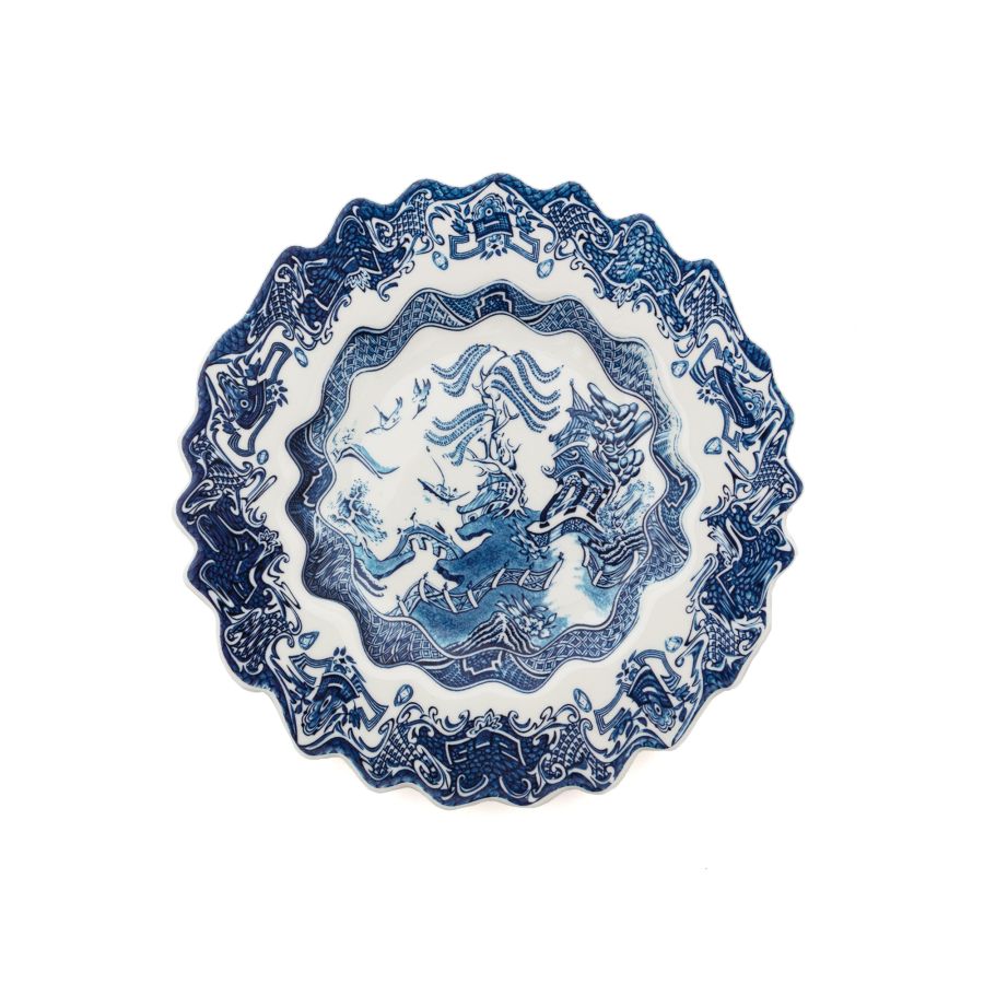 Porcelain Dessert Plate Classics on Acid Willow Wave by Seletti