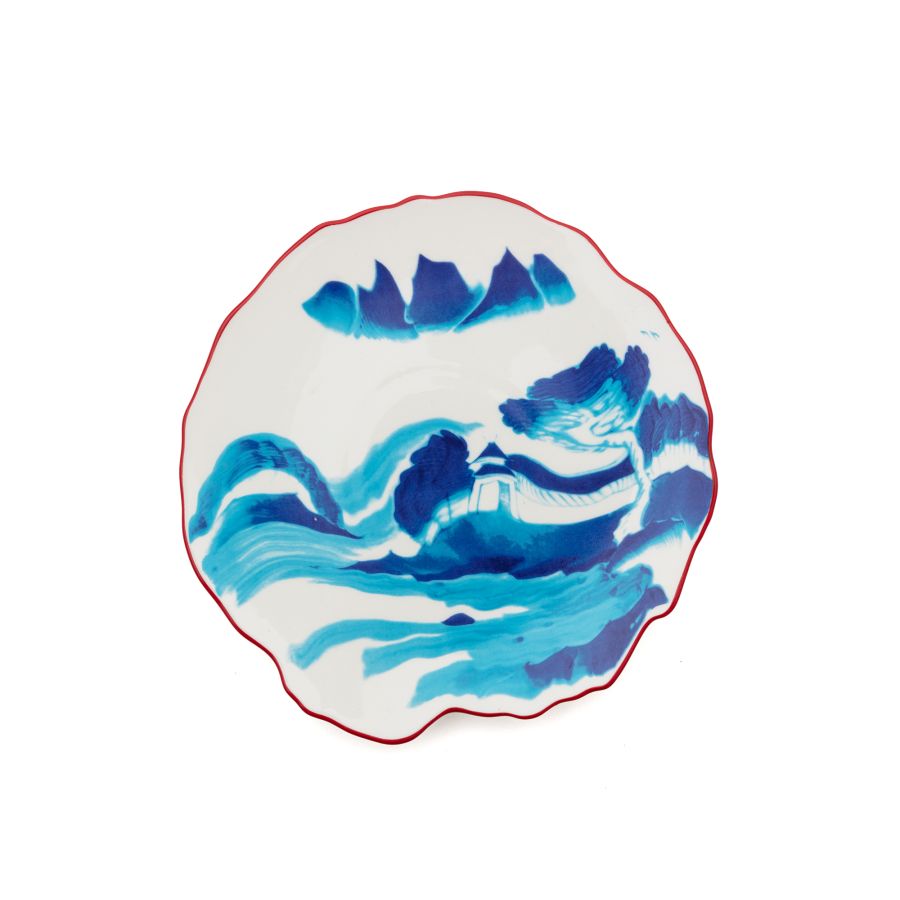 Porcelain Dessert Plate Classics on Acid Melting Landscape by Seletti