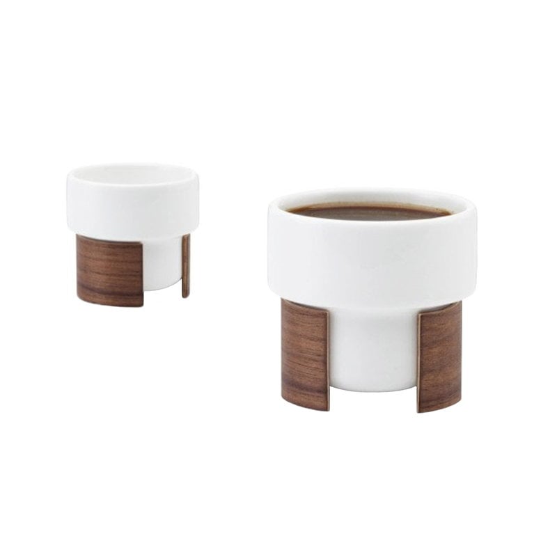 Warm espresso cup 0,8 dl by Tonfisk Design #2 pcs, white - walnut #