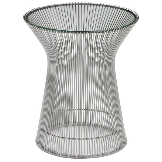 Platner side table by Knoll #nickel - clear glass  #