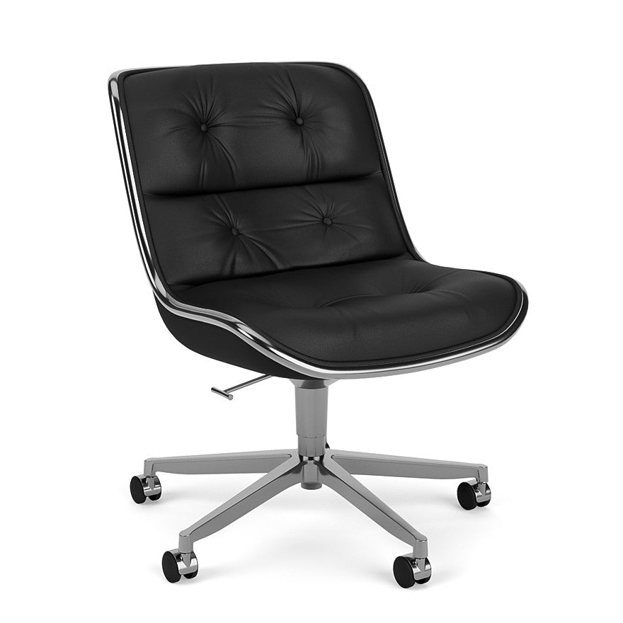 POLLOCK - Leather office chair with 5-Spoke base