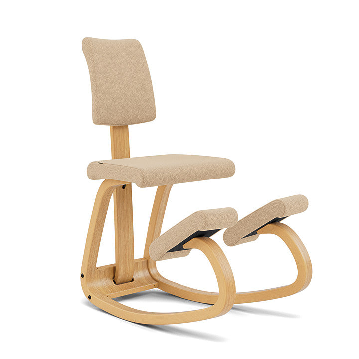 Variable™ Plus - Rocking ergonomic chair in wood and fabric (Base - Light Brown Lacquered Ash)