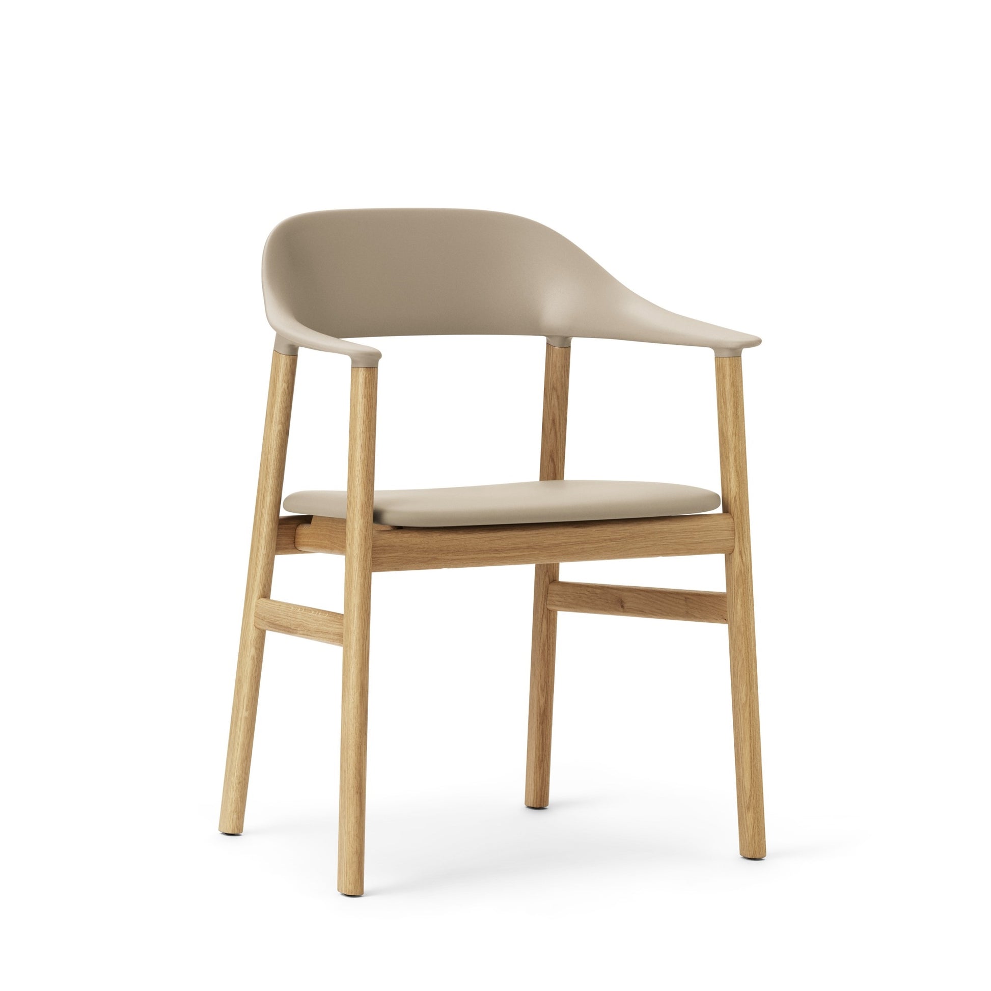 Herit Dining Chair w. Armrests by Normann Copenhagen #Leather Upholstered Oak/Sand