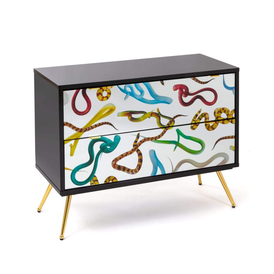 MDF and Glass Chest of drawers Snakes by Seletti