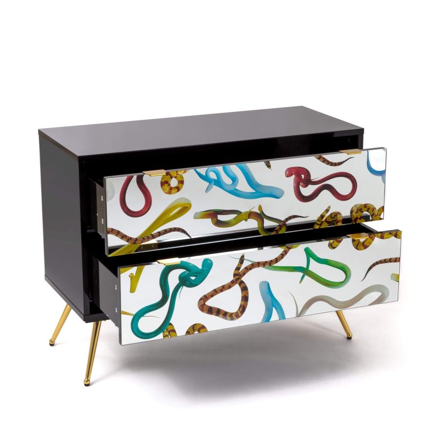 MDF and Glass Chest of drawers Snakes by Seletti