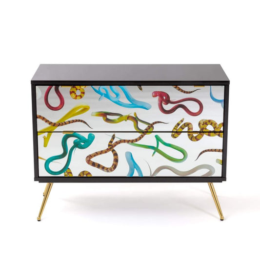 MDF and Glass Chest of drawers Snakes by Seletti