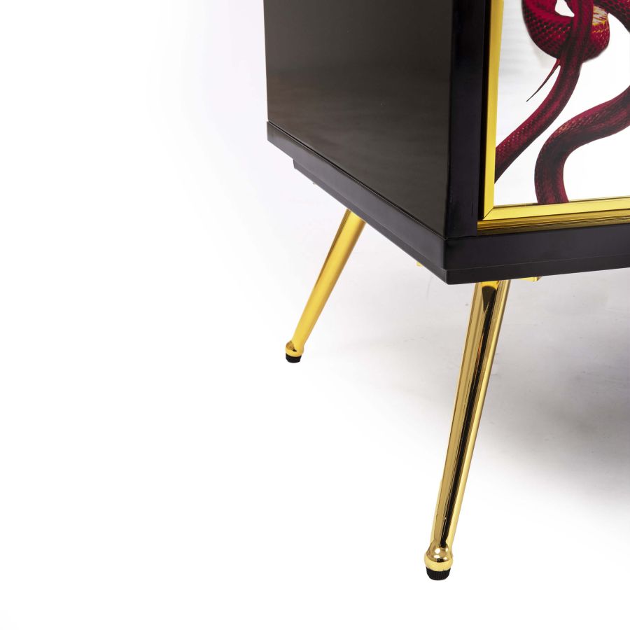 MDF and Glass Cabinet with sliding door Snakes by Seletti