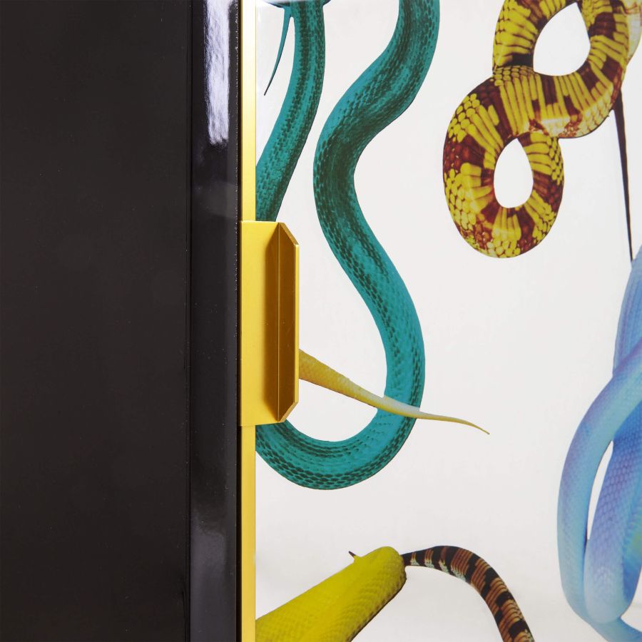 MDF and Glass Cabinet with sliding door Snakes by Seletti