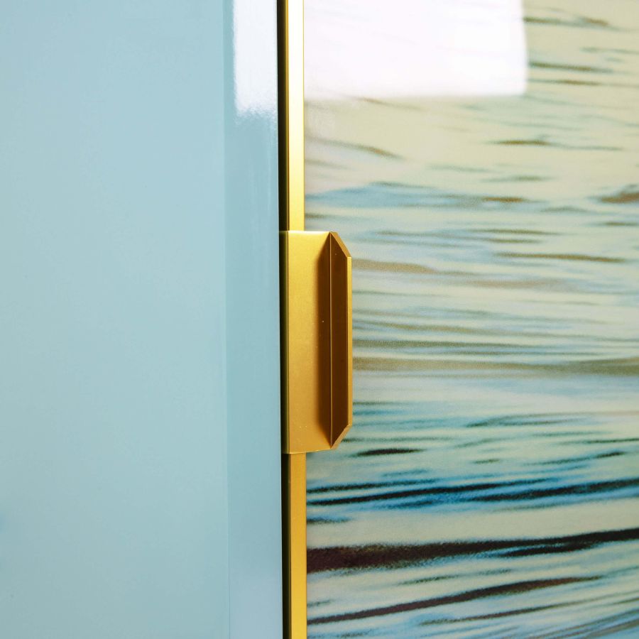 MDF and Glass Cabinet with sliding door Sea Girl by Seletti