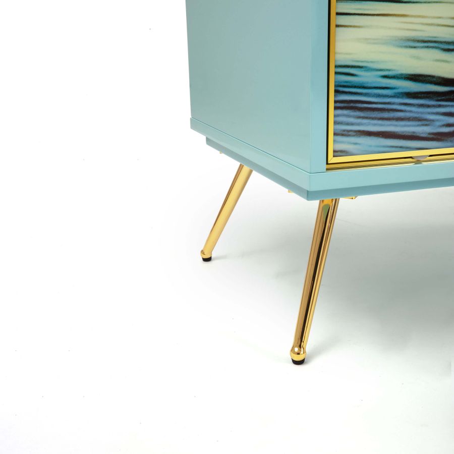 MDF and Glass Cabinet with sliding door Sea Girl by Seletti