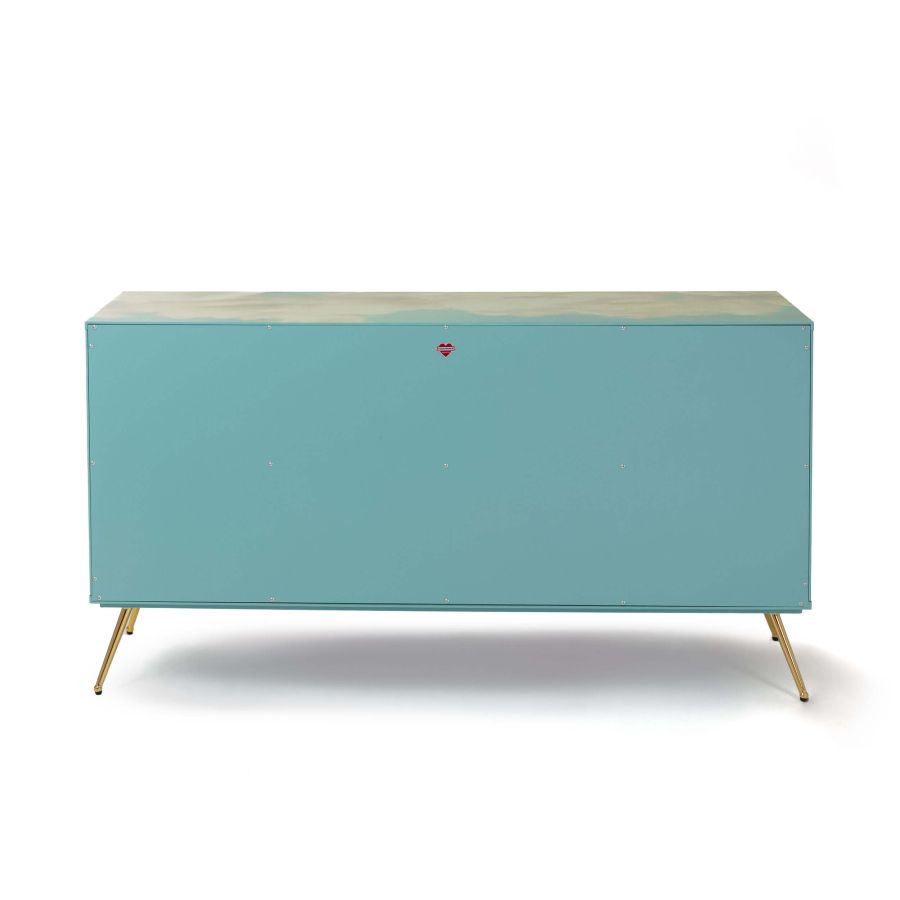 MDF and Glass Cabinet with sliding door Sea Girl by Seletti