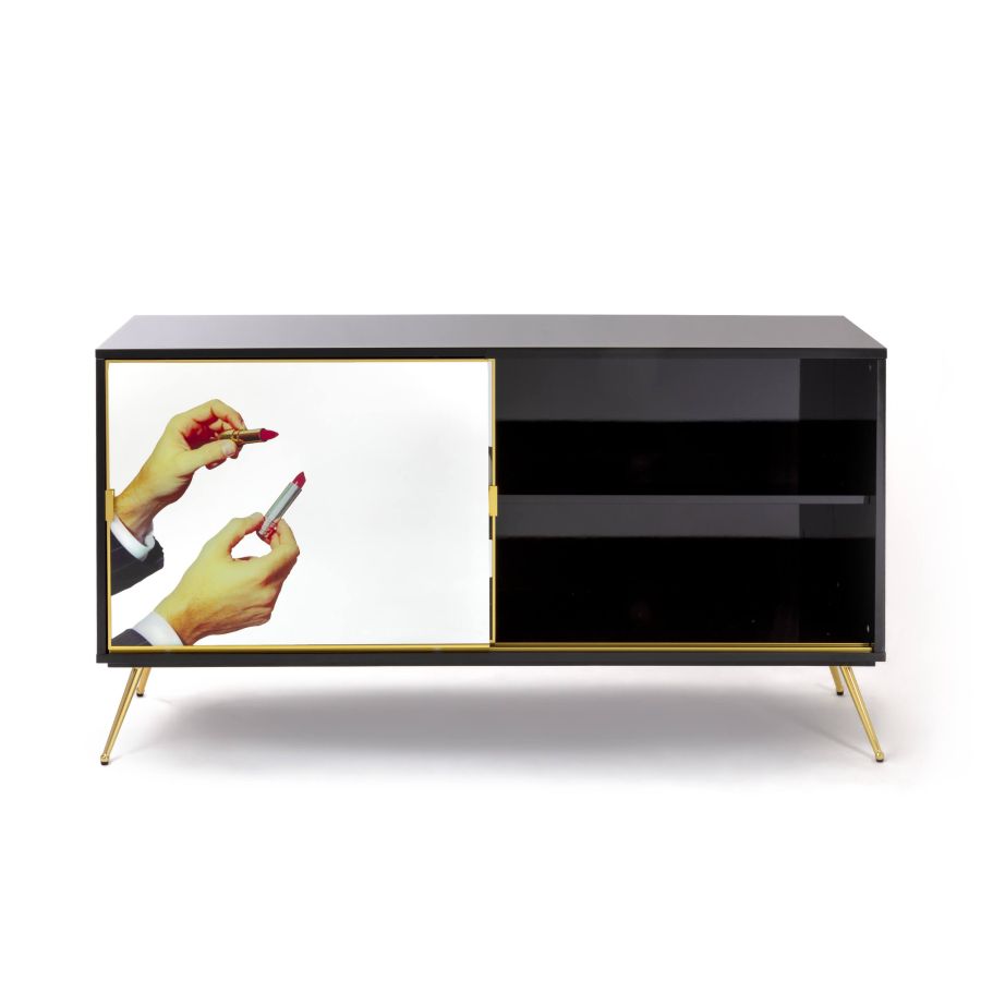 MDF and Glass Cabinet with sliding door Lipsticks by Seletti