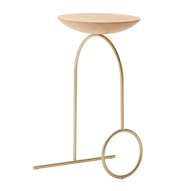 Giro sculpture table by Viccarbe #brass - matt oak #