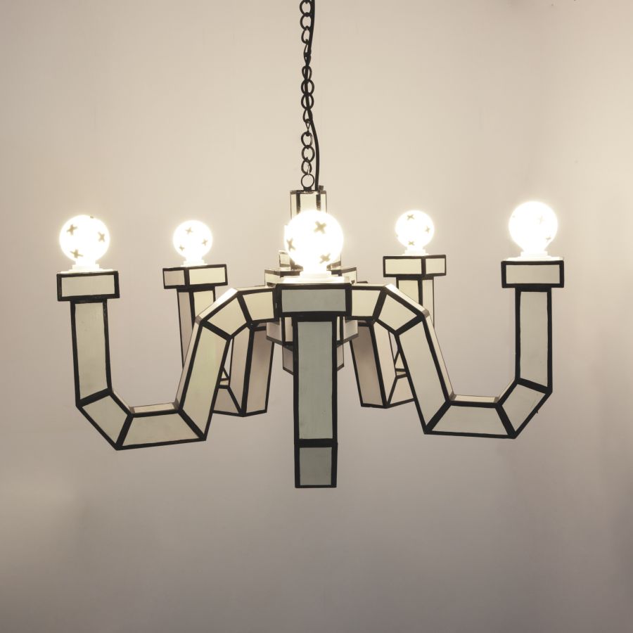 100% recycled cardboard Chandelier CUT 'N PASTE Chandelier by Seletti