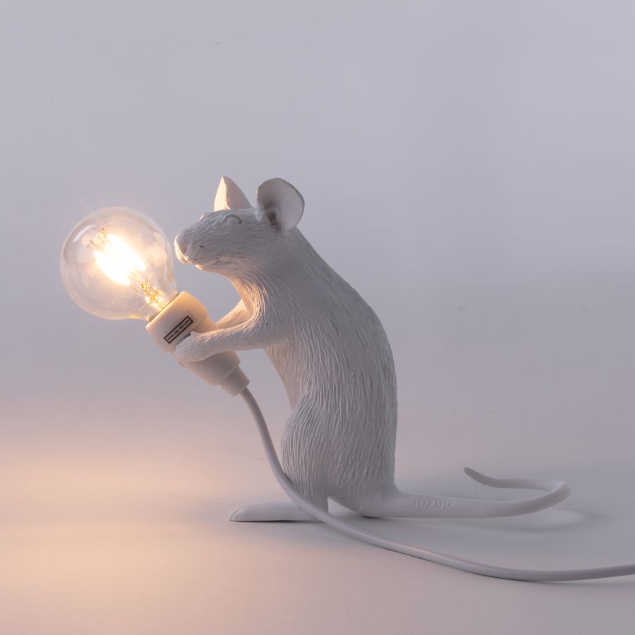 Resin Indoor Table Lamp Mouse Lamp Mac by Seletti #White