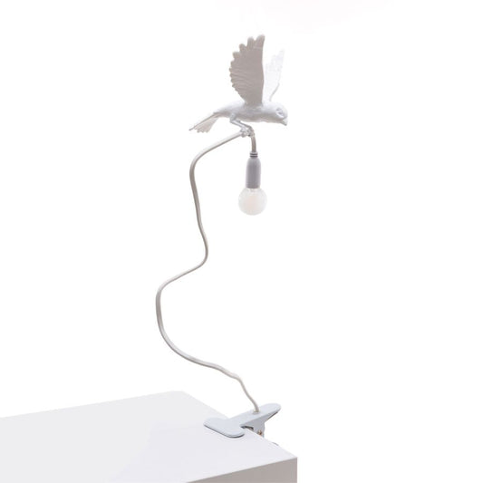 Resin Table Lamp with Clamp Sparrow Lamp Landing by Seletti #White