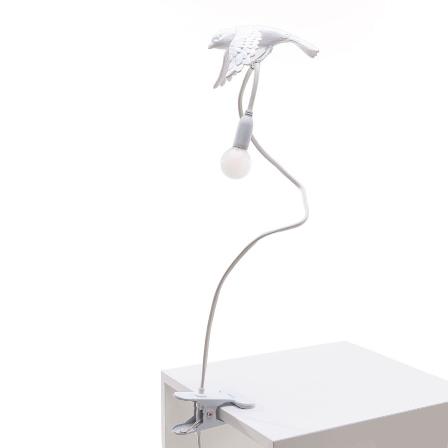 Resin Table Lamp with Clamp Sparrow Lamp Taking off by Seletti #White