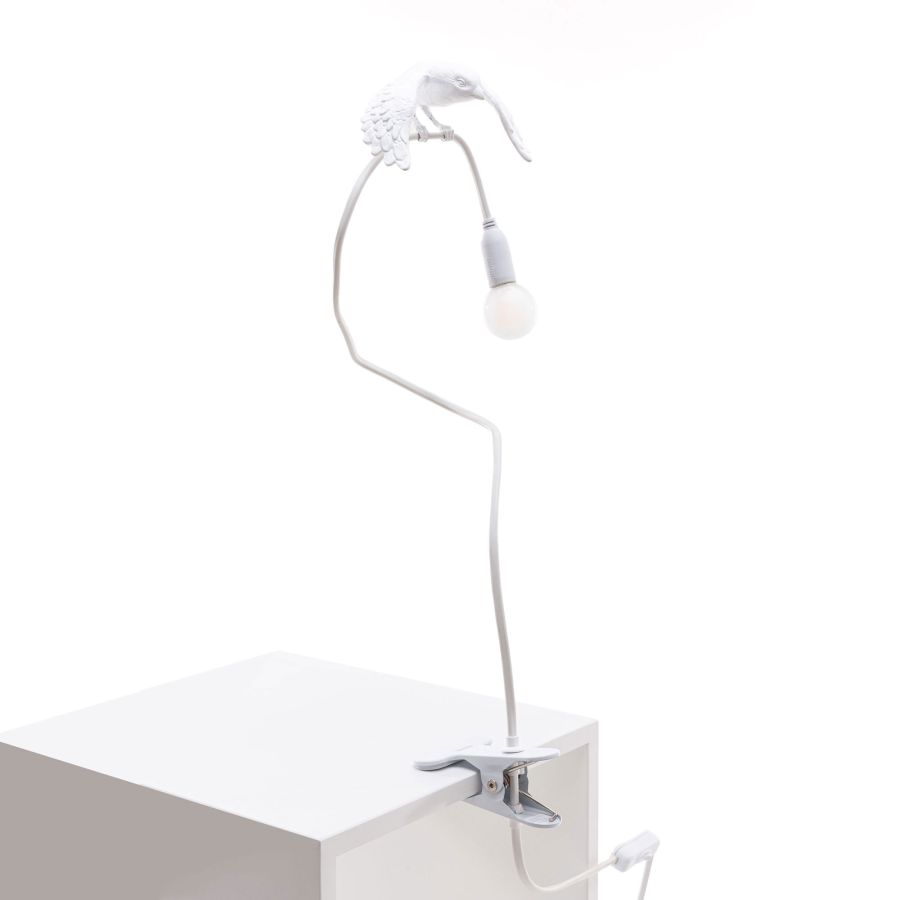 Resin Table Lamp with Clamp Sparrow Lamp Taking off by Seletti #White