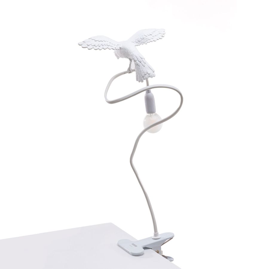 Resin Table Lamp with Clamp Sparrow Lamp Cruising by Seletti #White