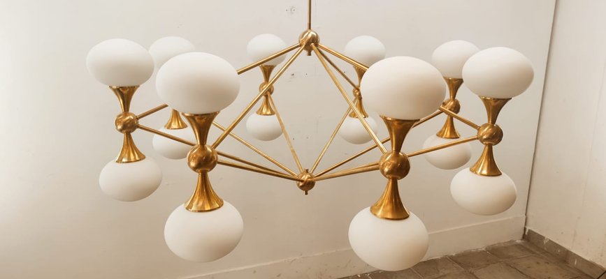 16 Light Brass Sputnik Chandelier with Oval Globes-QLH-1326265