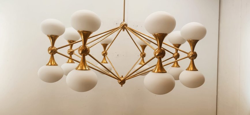 16 Light Brass Sputnik Chandelier with Oval Globes-QLH-1326265