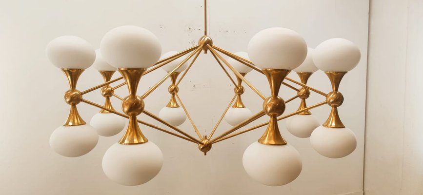 16 Light Brass Sputnik Chandelier with Oval Globes-QLH-1326265