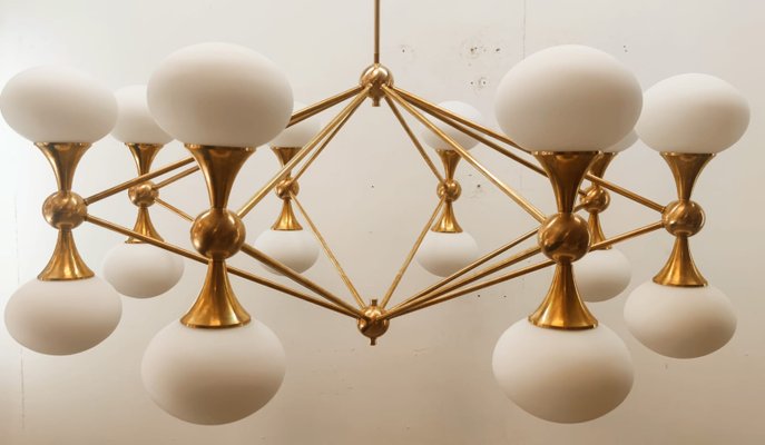 16 Light Brass Sputnik Chandelier with Oval Globes-QLH-1326265