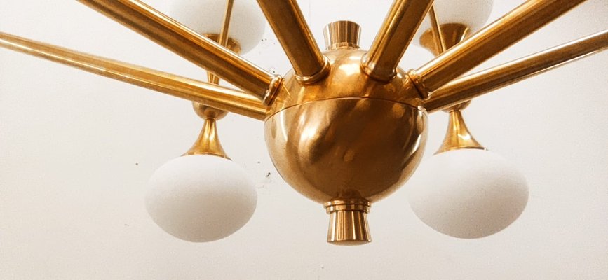 16 Light Brass Sputnik Chandelier with Oval Globes-QLH-1326265