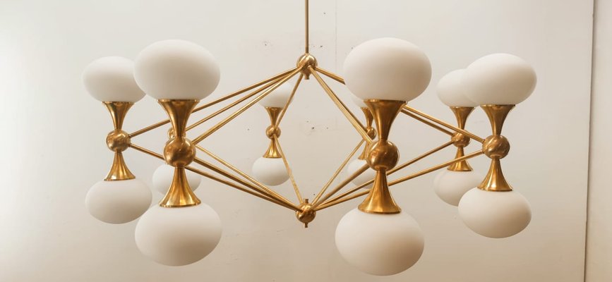 16 Light Brass Sputnik Chandelier with Oval Globes-QLH-1326265