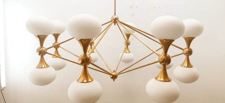 16 Light Brass Sputnik Chandelier with Oval Globes-QLH-1326265