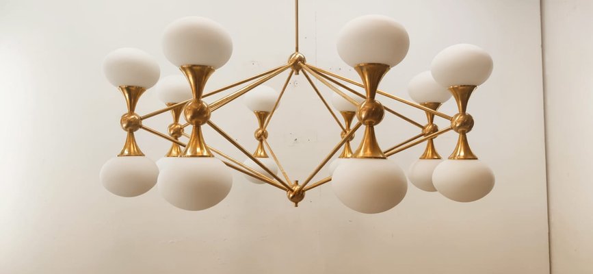 16 Light Brass Sputnik Chandelier with Oval Globes-QLH-1326265