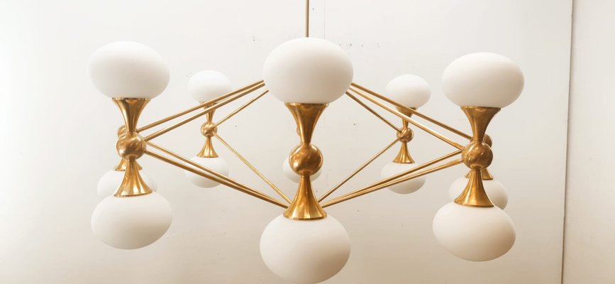 16 Light Brass Sputnik Chandelier with Oval Globes-QLH-1326265