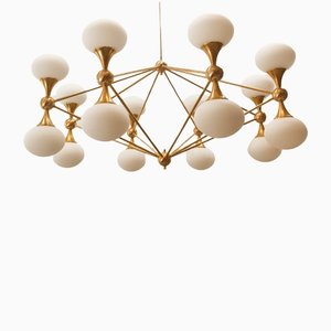 16 Light Brass Sputnik Chandelier with Oval Globes-QLH-1326265