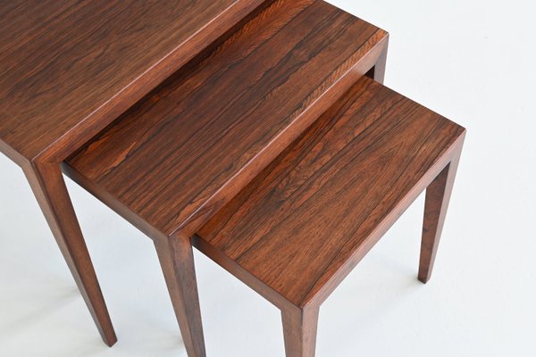 #163 Nesting Tables in Rosewood by Severin Hansen for Haslev Møbelsnedkeri, Denmark, 1960s, Set of 3-BXV-2023449