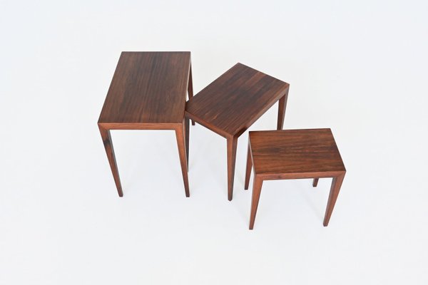 #163 Nesting Tables in Rosewood by Severin Hansen for Haslev Møbelsnedkeri, Denmark, 1960s, Set of 3-BXV-2023449