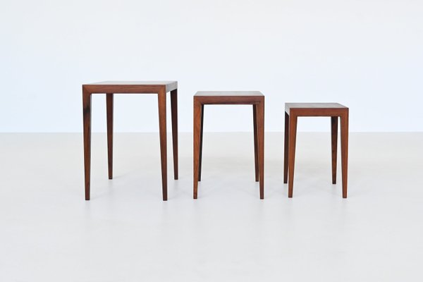 #163 Nesting Tables in Rosewood by Severin Hansen for Haslev Møbelsnedkeri, Denmark, 1960s, Set of 3-BXV-2023449