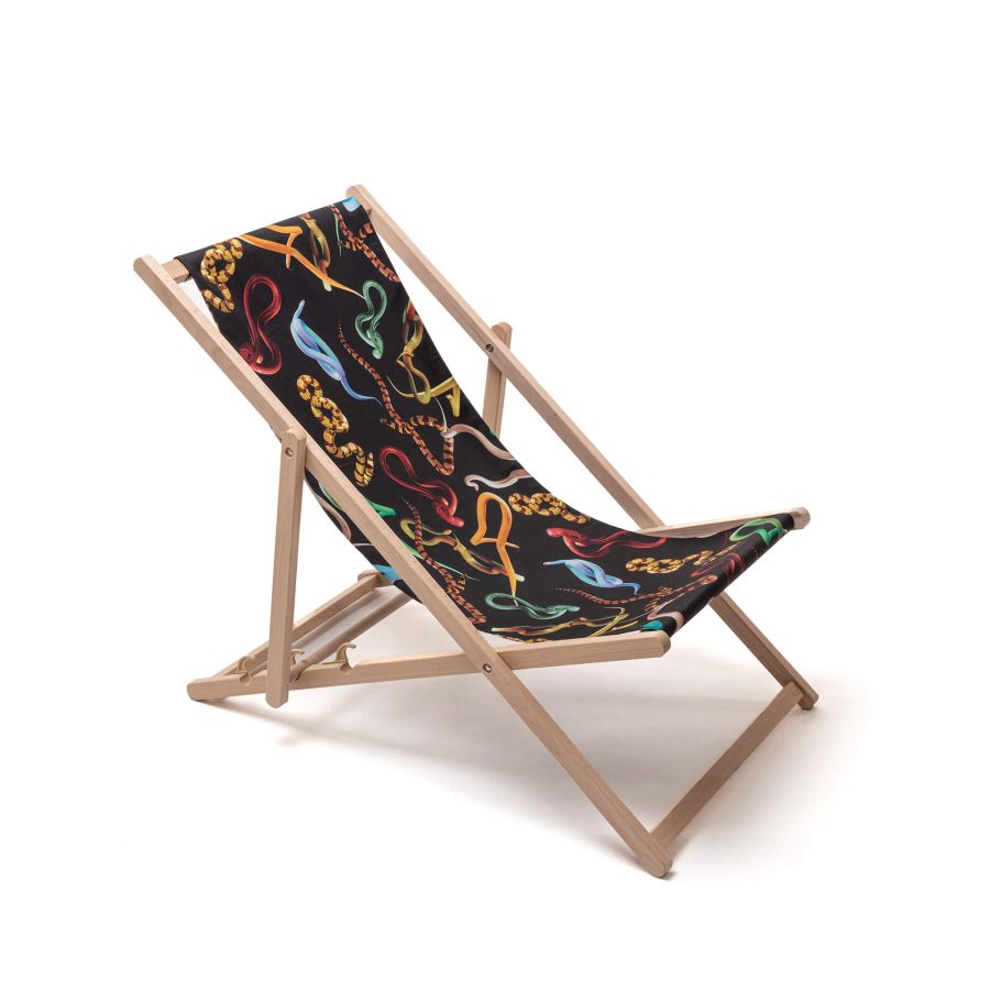 beech wood Deck Chair Snakes by Seletti