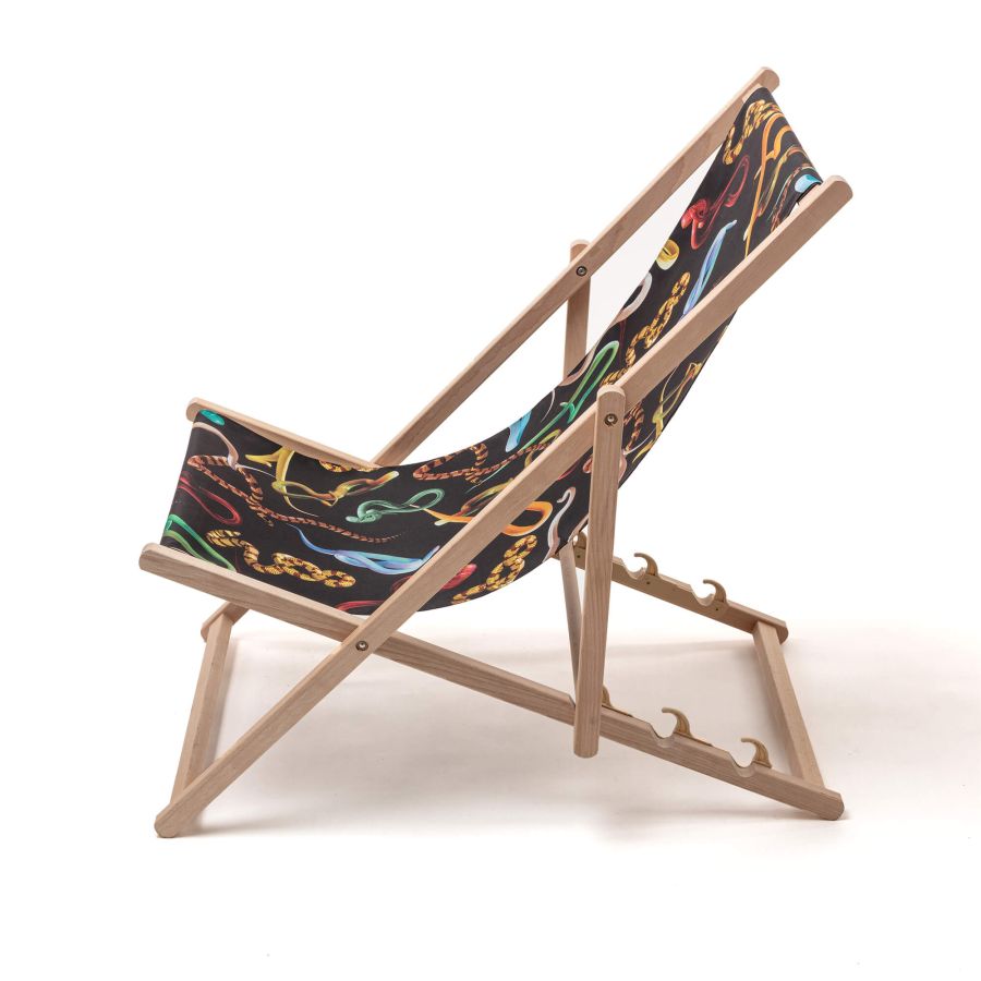 beech wood Deck Chair Snakes by Seletti