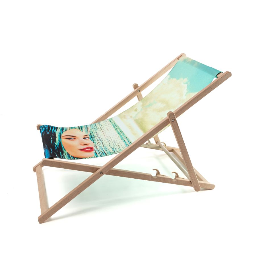 beech wood Deck Chair Girl in the Sea by Seletti