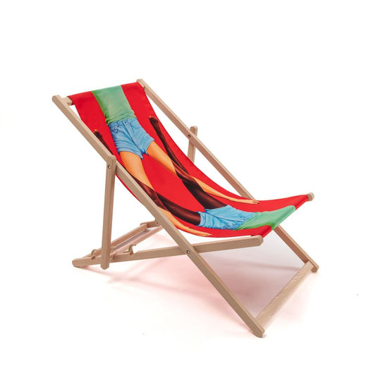 beech wood Deck Chair Scissors by Seletti