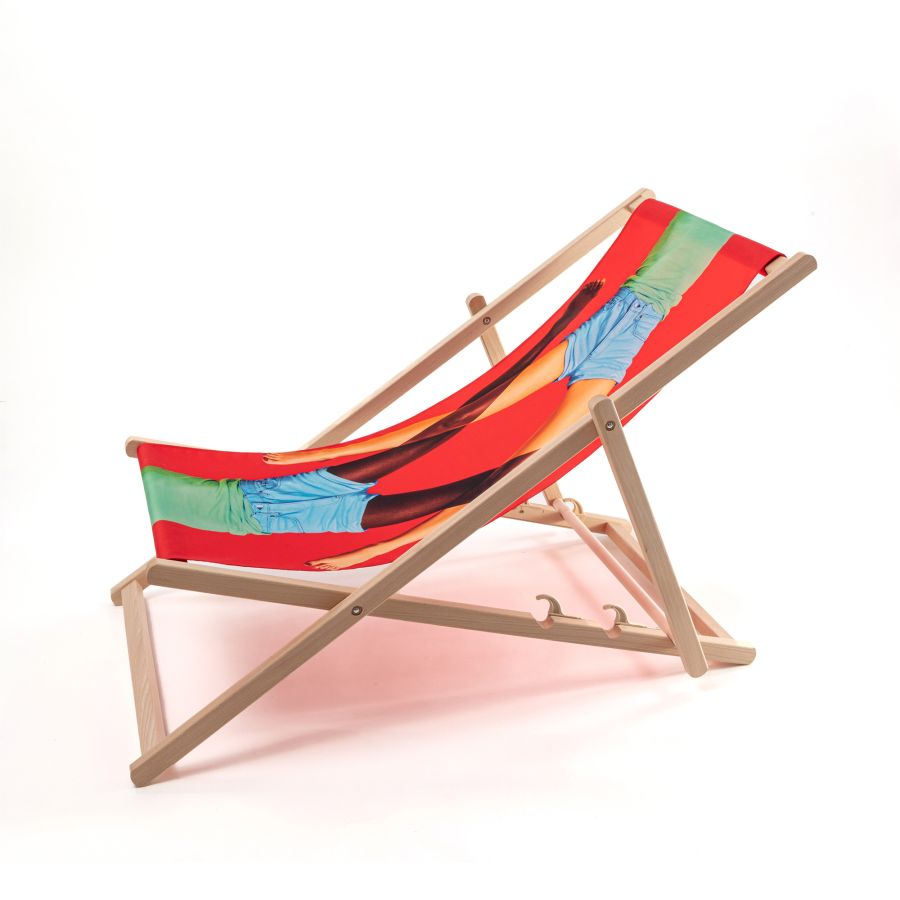 beech wood Deck Chair Scissors by Seletti