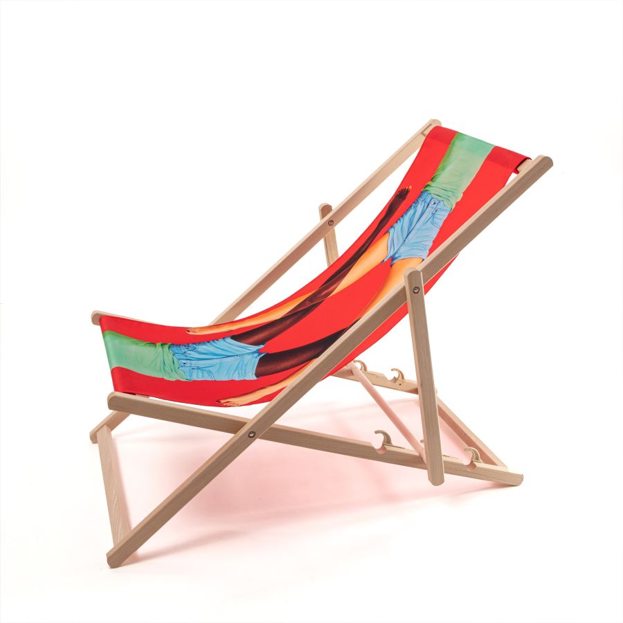 beech wood Deck Chair Scissors by Seletti