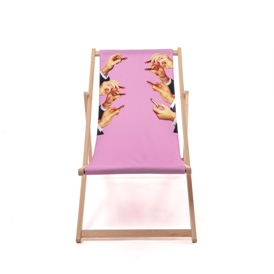 beech wood Deck Chair Lipstick by Seletti #Pink