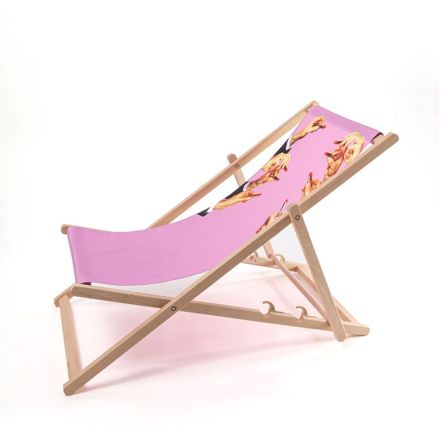 beech wood Deck Chair Lipstick by Seletti #Pink