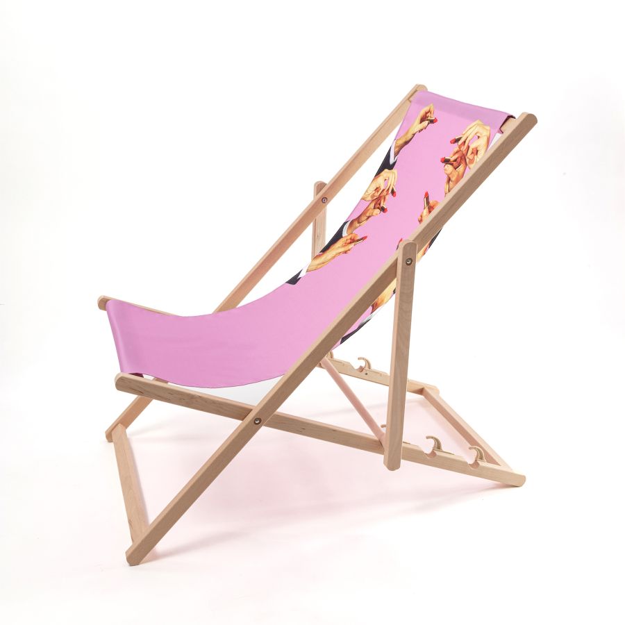 beech wood Deck Chair Lipstick by Seletti #Pink