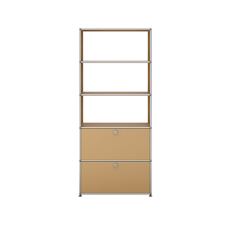 1x5 Modular Metal Shelving System with 2 bottom doors & 3-3-3 pannels [W750XD350XH(350+350+350+350+350)] by Usm #USM Beige